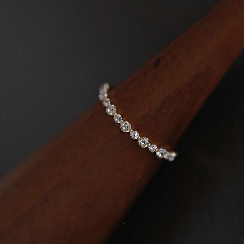 Women's Simple And Versatile Zircon Ring Exquisite Twin Elegant