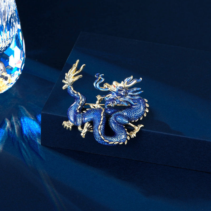 Chinese Ancient Style Zodiac Dragon Enamel Colored Dragon Brooch