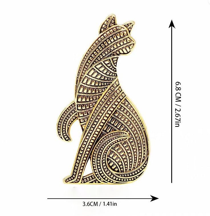 Cute Cat Brooch With Ancient Animals