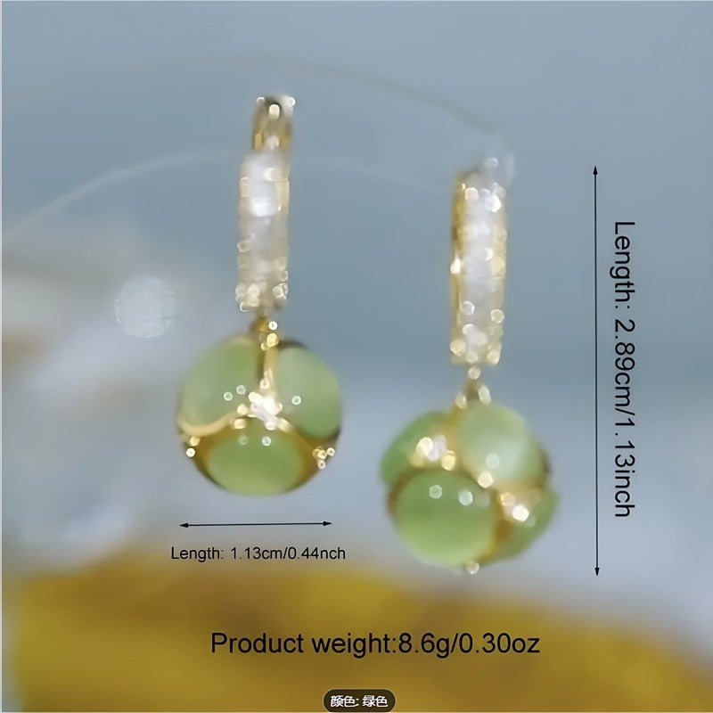 1 Set Of 2 Elegant Women's Ball Pendant Earrings - Allergy-proof Studs, Fashionable Elegant Luxury Design, The Perfect Lady Gift.
