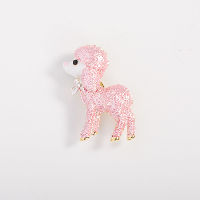 2PCS European And American Personalized Cute Enamel Alloy Poodle Brooch