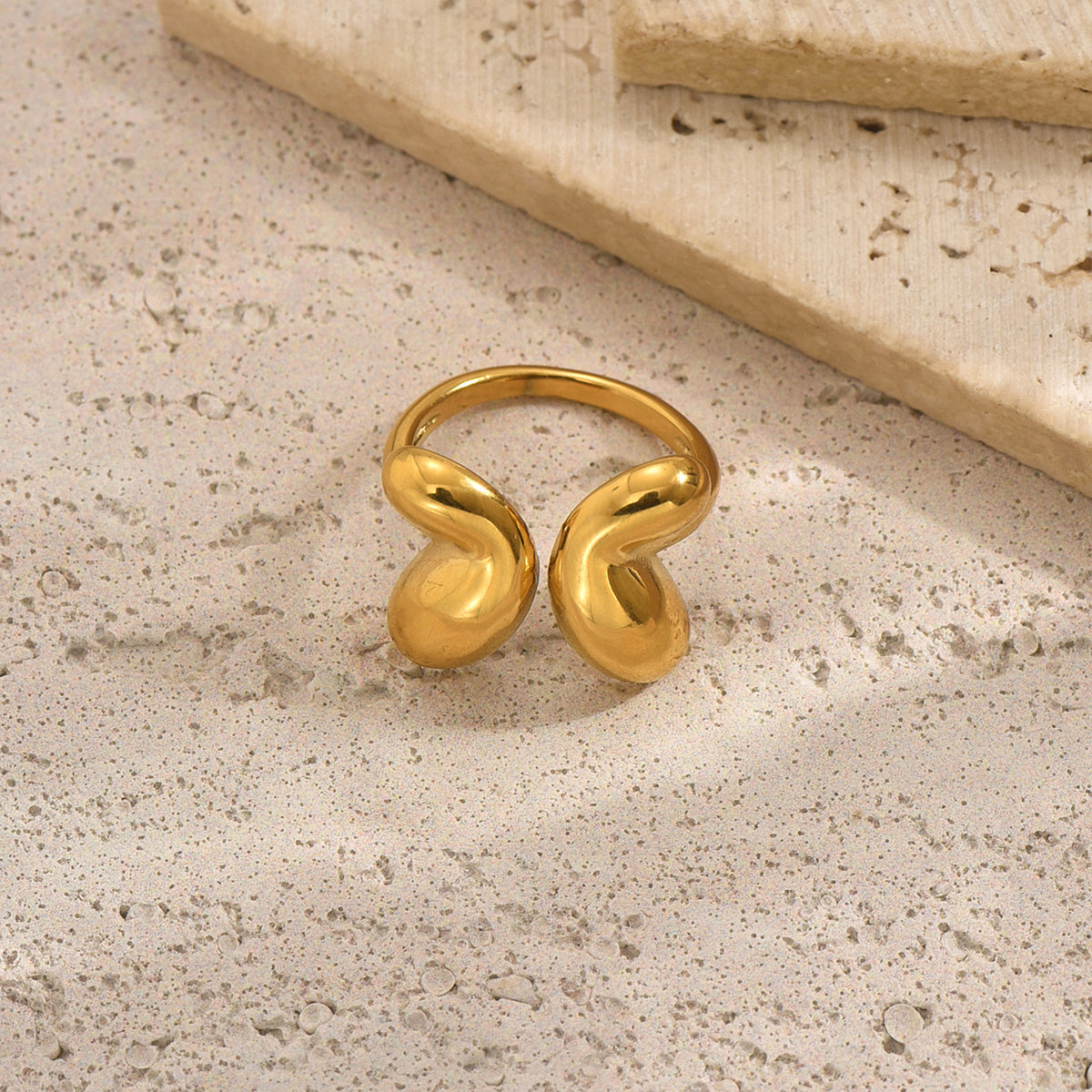 Lxalry Gold Butterfly Ring For Women - 18K Gold Plated Stainless Steel Non-Adjustable Statement Jewelry, Waterproof, Hypoallergenic, Tarnish-Free Fashion Gift, Trending TikTok Ring