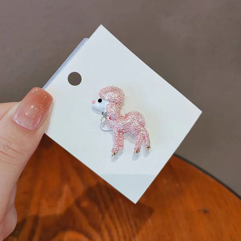 2PCS European And American Personalized Cute Enamel Alloy Poodle Brooch