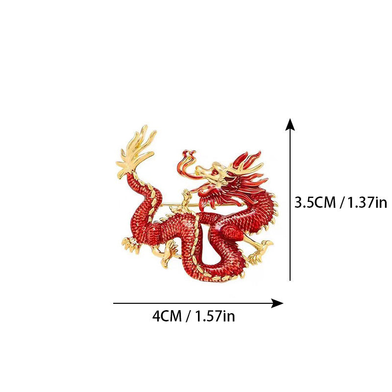 Chinese Ancient Style Zodiac Dragon Enamel Colored Dragon Brooch