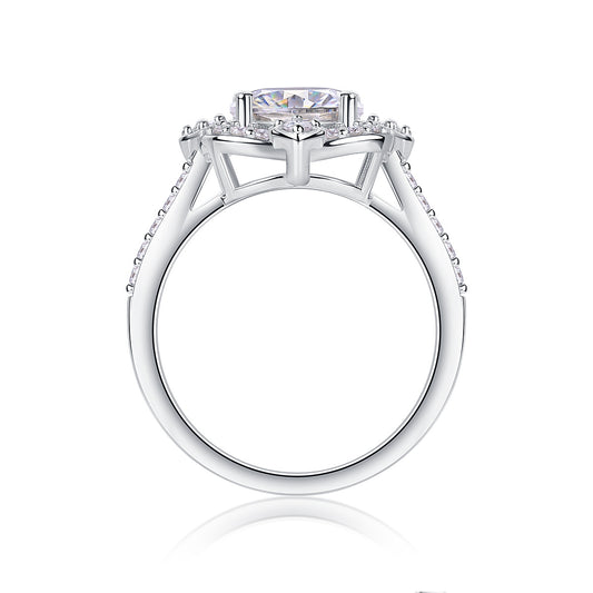 Camellia - A Fashionable Jewelry Ring Set With Moissanite S925 Sterling Silver And Gold-plated Diamond
