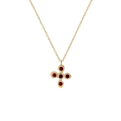 Light Luxury Floral Cross Pendant Delicate Zircon Necklace