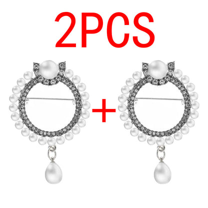 2PCS Korean Version Luxury Anti Glare Buckle Flower Chest Flower Pin