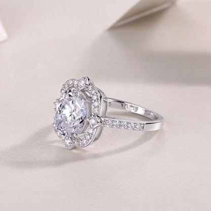 Camellia - A Fashionable Jewelry Ring Set With Moissanite S925 Sterling Silver And Gold-plated Diamond