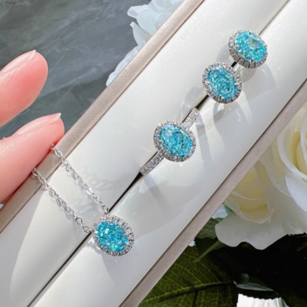 1.5 Carat Fresh Navy Blue Treasure Ring, Light Luxury And Niche