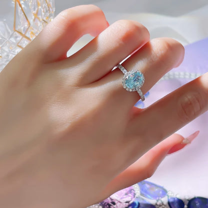 1.5 Carat Fresh Navy Blue Treasure Ring, Light Luxury And Niche