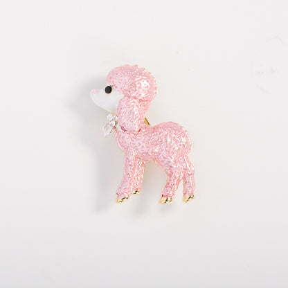 2PCS European And American Personalized Cute Enamel Alloy Poodle Brooch