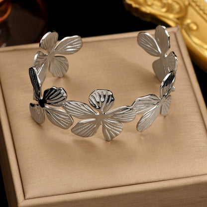 Lxalry 18K Gold Plated Stainless Steel Floral Carved Mirror Bracelet  Hypoallergenic Skin Safe Jewelry With Artisan Texture  Never Fade Handmade Luxury Gift For Women S Daily  Evening Wear